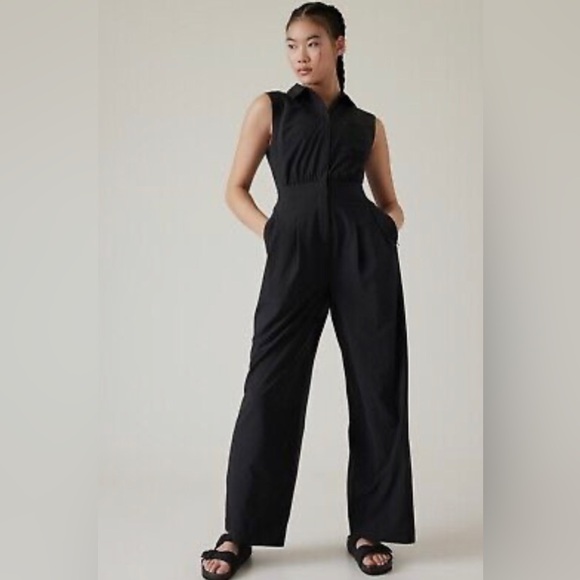 Athleta Pants - Athleta BROOKLYN UTILITY‎ black Wrinkle-resistant JUMPSUIT size 6 BRAND NEW